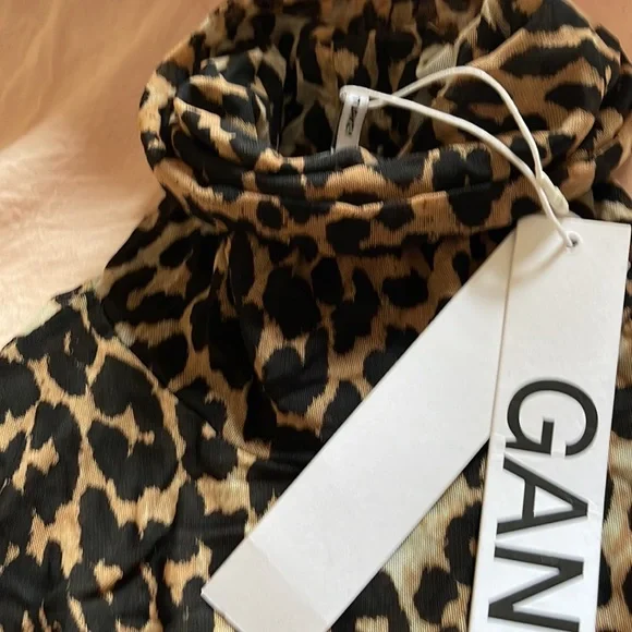 Ganni Animal Print Nesh Top 38 Small - Picture 3 of 3